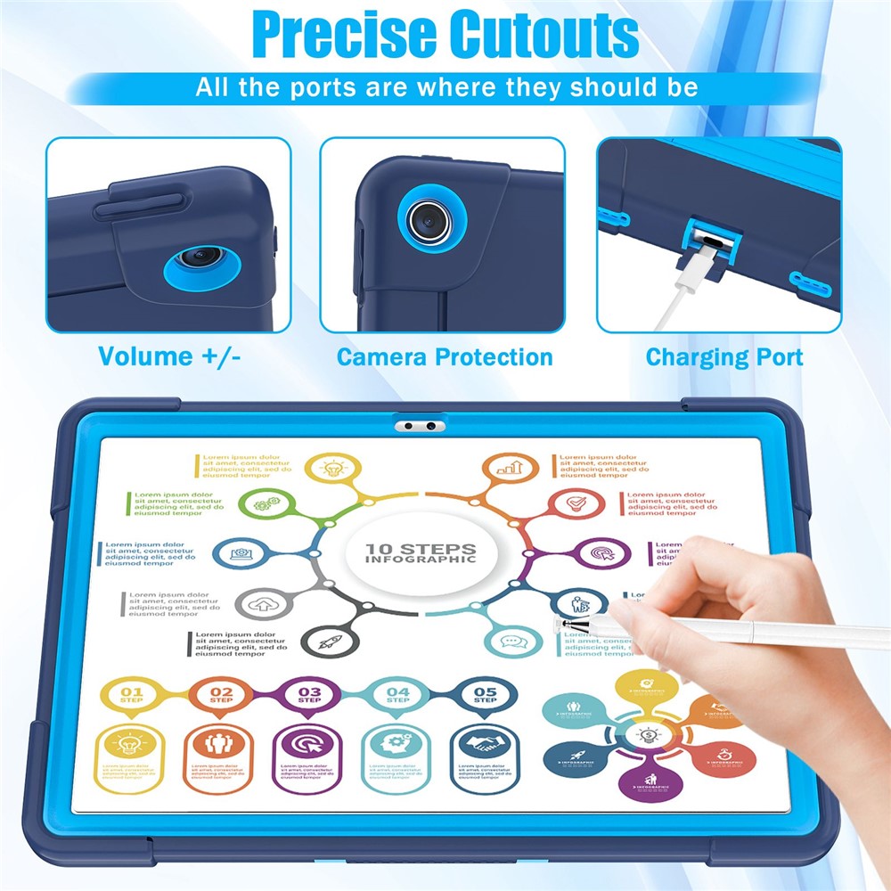 For Lenovo Tab M10 Plus (3rd Gen) / Xiaoxin Pad 2022 10.6 inch 125FU / 128FU Protective Case Robot Pattern Silicone+PC Tablet Anti-Scratch Cover Shockproof Portable Kickstand Case
