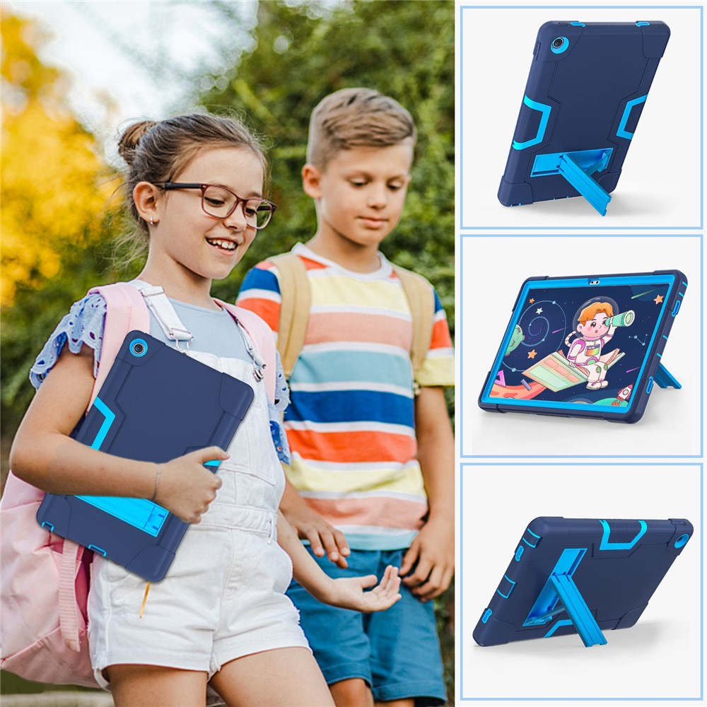 For Lenovo Tab M10 Plus (3rd Gen) / Xiaoxin Pad 2022 10.6 inch 125FU / 128FU Protective Case Robot Pattern Silicone+PC Tablet Anti-Scratch Cover Shockproof Portable Kickstand Case