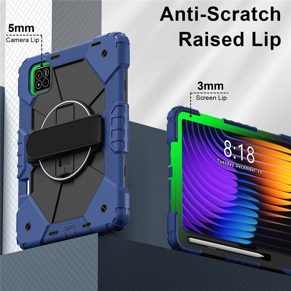 For Xiaomi Pad 7 Pro  /  Pad 7 Case Silicone + PC Kickstand Tablet Cover with Handy Strap