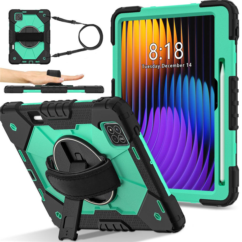 For Xiaomi Pad 7 Pro  /  Pad 7 Case Silicone + PC Kickstand Tablet Cover with Handy Strap