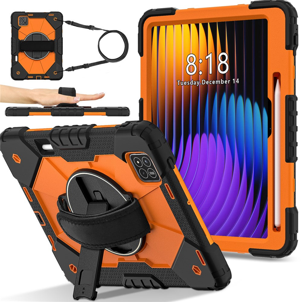 For Xiaomi Pad 7 Pro  /  Pad 7 Case Silicone + PC Kickstand Tablet Cover with Handy Strap