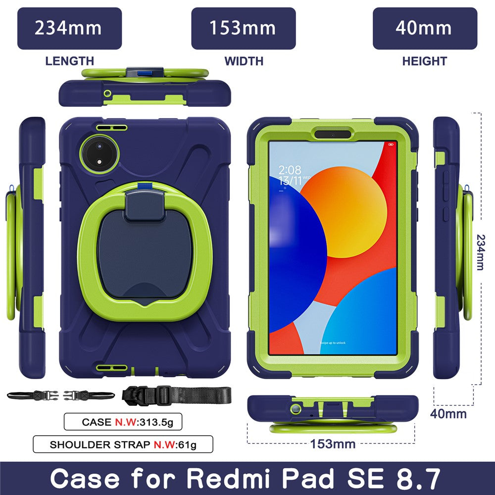 For Xiaomi Redmi Pad SE 4G 8.7 inch Case Kickstand Rugged Tablet Cover with Shoulder Strap