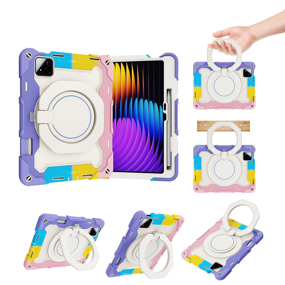 For Xiaomi Pad 7 / Pad 7 Pro Case Hand Grip Kickstand PC + Silicone Tablet Cover with Pencil Holder
