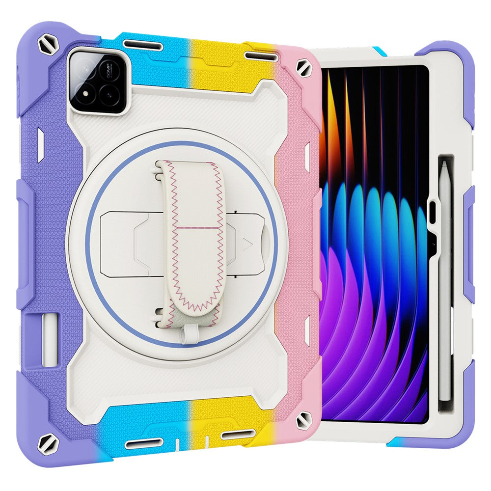 For Xiaomi Pad 7 / Pad 7 Pro Kickstand Case Hand Strap PC + Silicone Tablet Cover with Pencil Holder