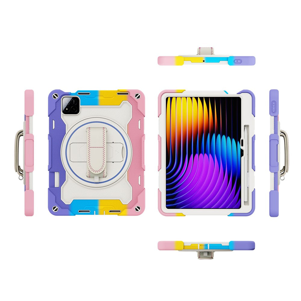 For Xiaomi Pad 7 / Pad 7 Pro Kickstand Case Hand Strap PC + Silicone Tablet Cover with Pencil Holder