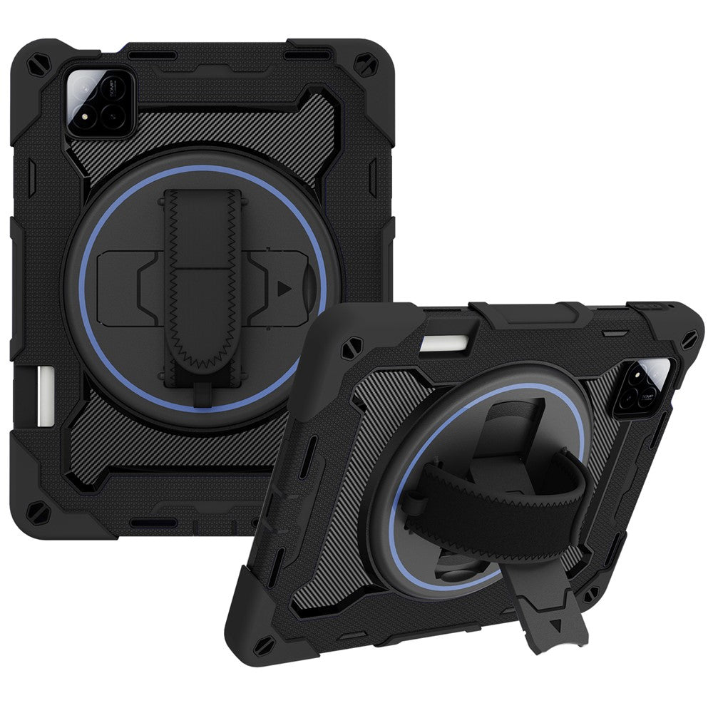 For Xiaomi Pad 7 / Pad 7 Pro Kickstand Case Hand Strap PC + Silicone Tablet Cover with Pencil Holder