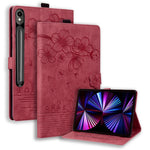 For Samsung Galaxy Tab S10 FE+ Case Card Slots Leather Tablet Stand Folio Cover Flower Cat
