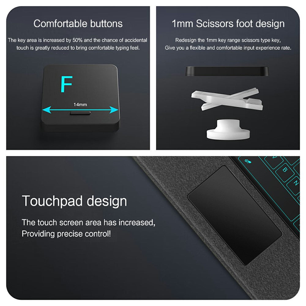 Huawei Qingyun C7 (2:a generationen) läderfodral + Bluetooth-kompatibelt tangentbord med bakgrundsbelyst styrplatta