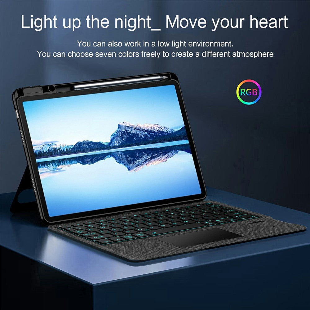 Huawei Qingyun C7 (2:a generationen) läderfodral + Bluetooth-kompatibelt tangentbord med bakgrundsbelyst styrplatta