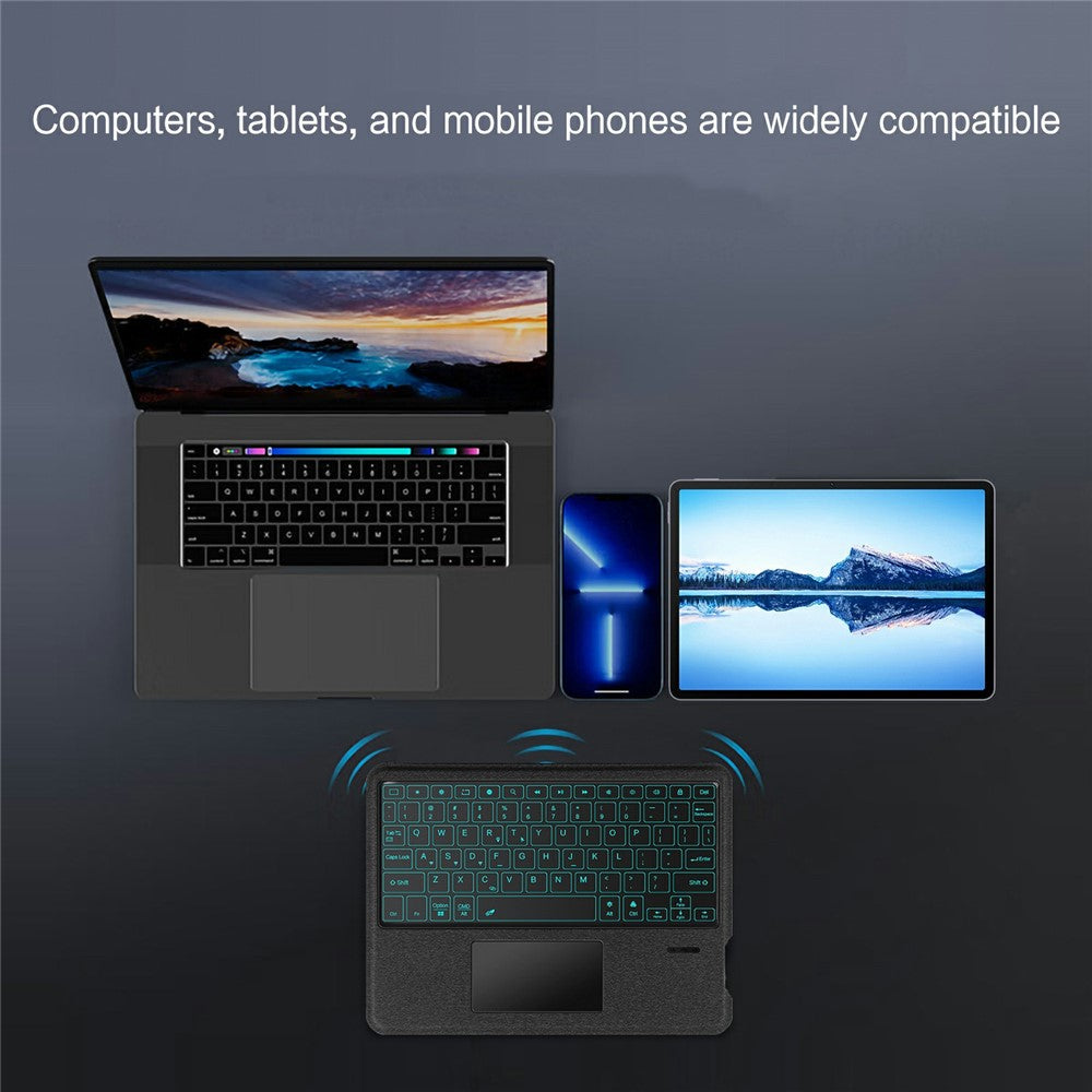 Huawei Qingyun C7 (2:a generationen) läderfodral + Bluetooth-kompatibelt tangentbord med bakgrundsbelyst styrplatta