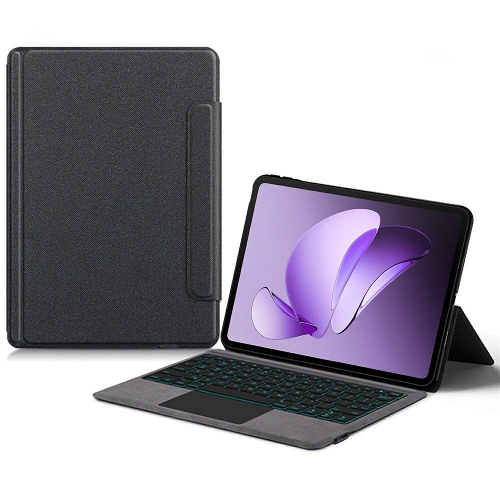 For Oppo Pad 3 Leather Case + Touchpad Bluetooth-compatible Keyboard with Backlit