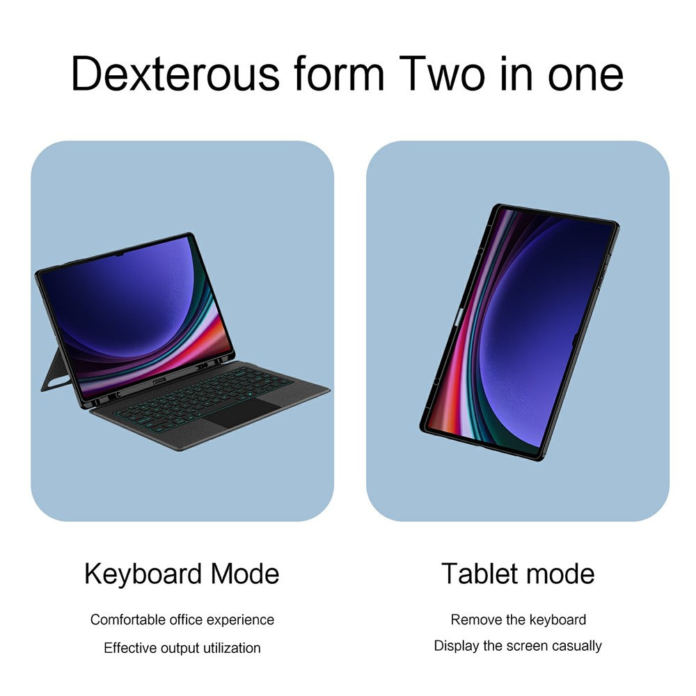 Til Samsung Galaxy Tab S8 Ultra-læderetui + Bluetooth-kompatibelt tastatur med baggrundsbelysning og trackpad