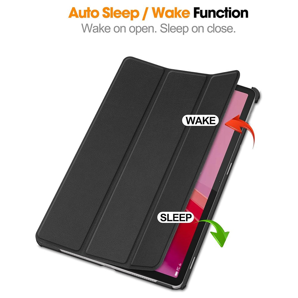 For Lenovo Tab M11  /  K11 Case Tri-Fold Stand PU Leather Tablet Cover with 2.5D Tempered Glass Screen Protector