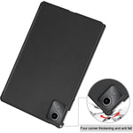 For Lenovo Tab M11  /  K11 Case Tri-Fold Stand PU Leather Tablet Cover with 2.5D Tempered Glass Screen Protector