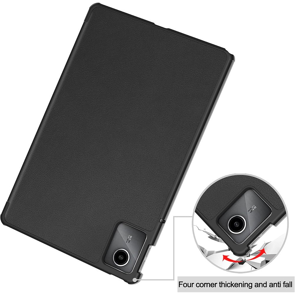 For Lenovo Tab M11  /  K11 Case Tri-Fold Stand PU Leather Tablet Cover with 2.5D Tempered Glass Screen Protector