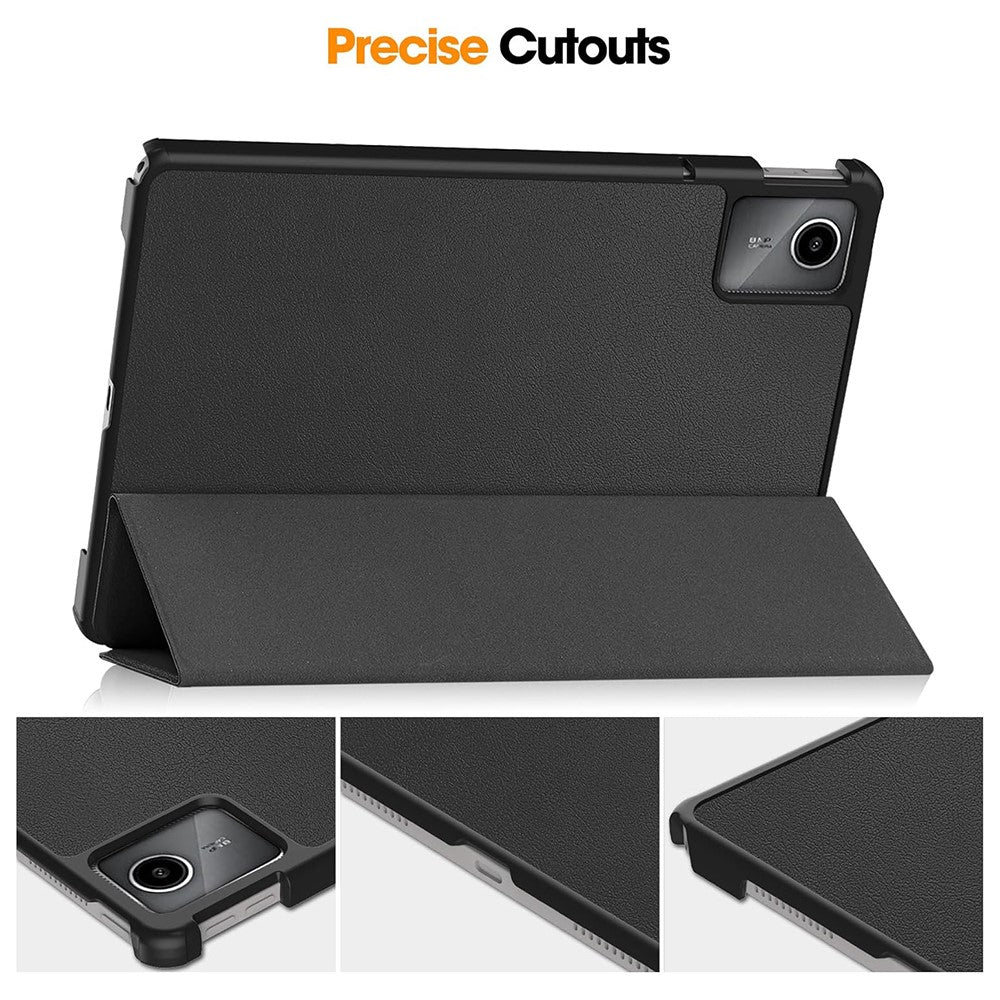 For Lenovo Tab M11  /  K11 Case Tri-Fold Stand PU Leather Tablet Cover with 2.5D Tempered Glass Screen Protector