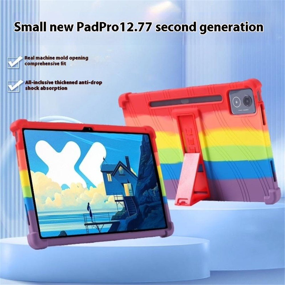 For Lenovo Xiaoxin Pad Pro 12.7 Inch / Pad Pro 12.7 (2025) Silicone Case with Kickstand Rugged Protective Cover