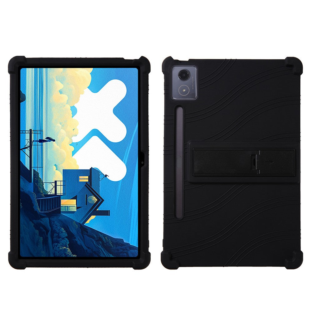 For Lenovo Xiaoxin Pad Pro 12.7 Inch / Pad Pro 12.7 (2025) Silicone Case with Kickstand Rugged Protective Cover
