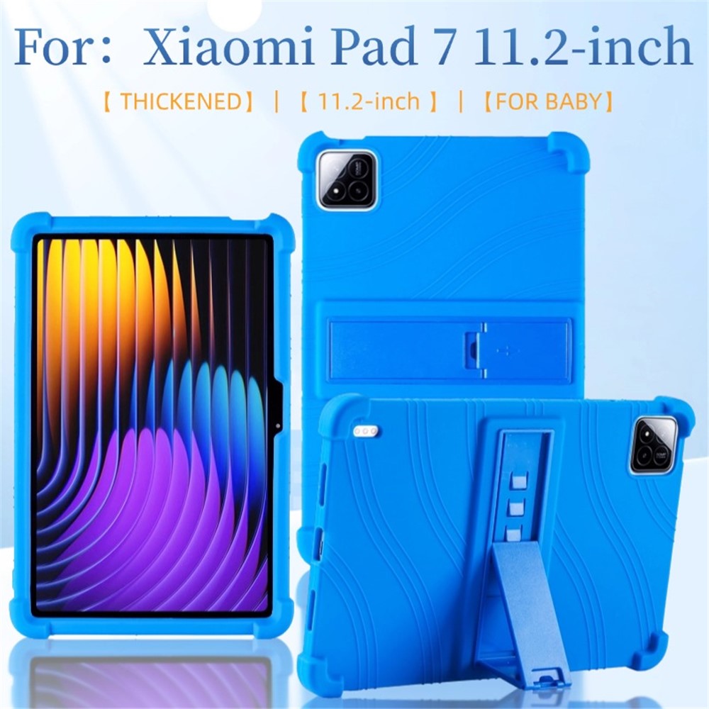 For Xiaomi Pad 7 / Pad 7 Pro Silicone Case with Kickstand Rugged Protective Cover