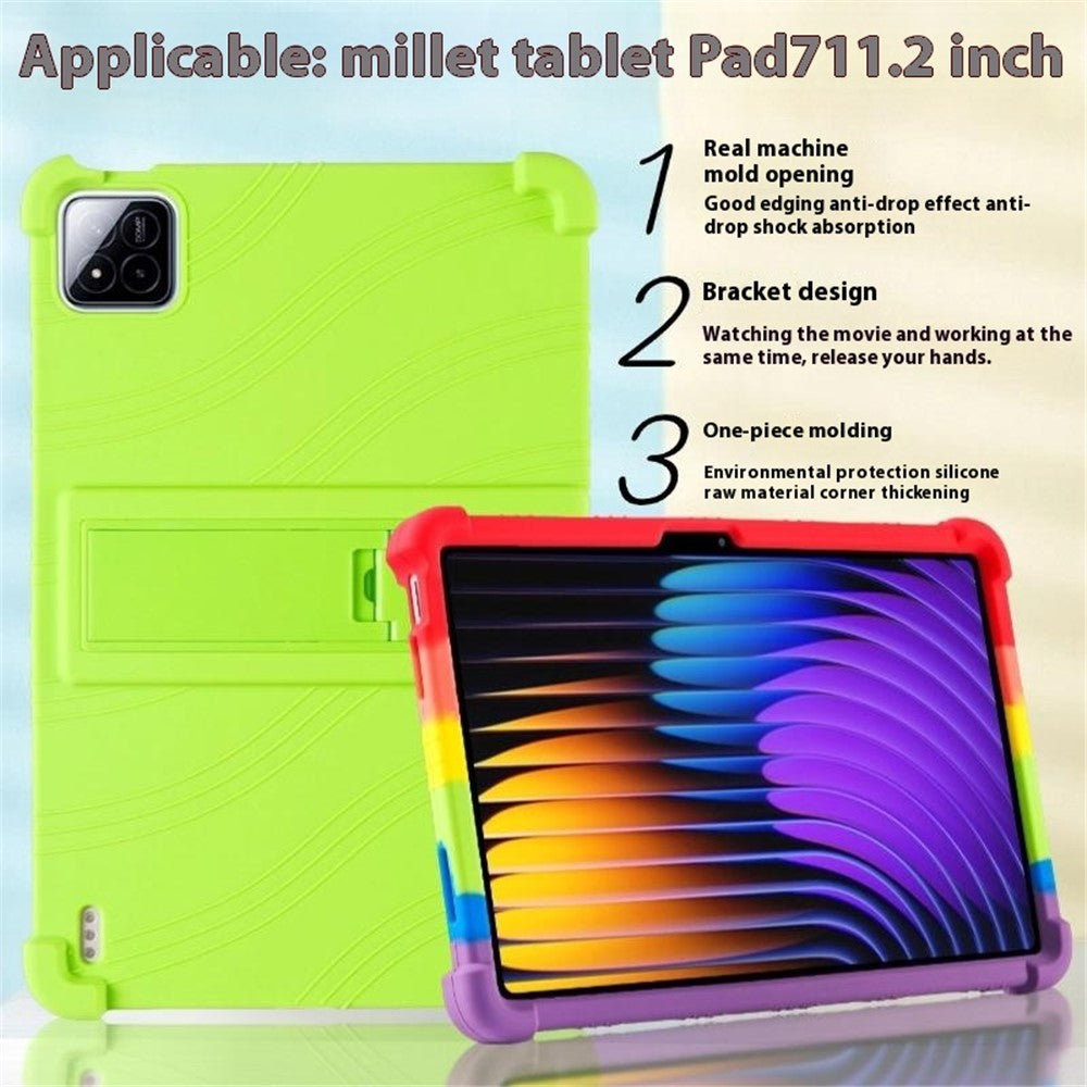 For Xiaomi Pad 7 / Pad 7 Pro Silicone Case with Kickstand Rugged Protective Cover