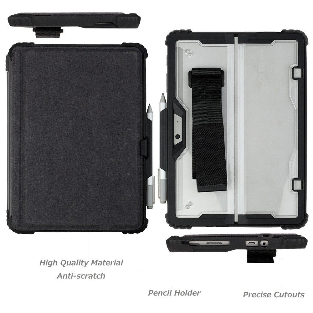 For Microsoft Surface Go 3 / 2 10.5 inch / 1 Protective Case PC TPU Clear Cover with Kickstand Pencil Holder (No Strap)