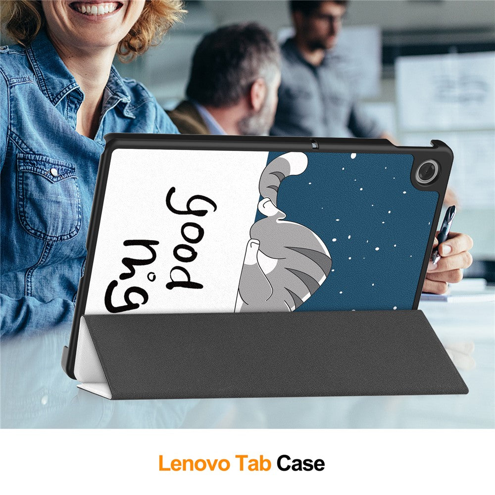 Fodral för Lenovo Tab TB311FU Pro med mönster, läderstativ och stativ.