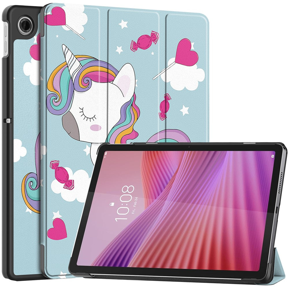 Fodral för Lenovo Tab TB311FU Pro med mönster, läderstativ och stativ.