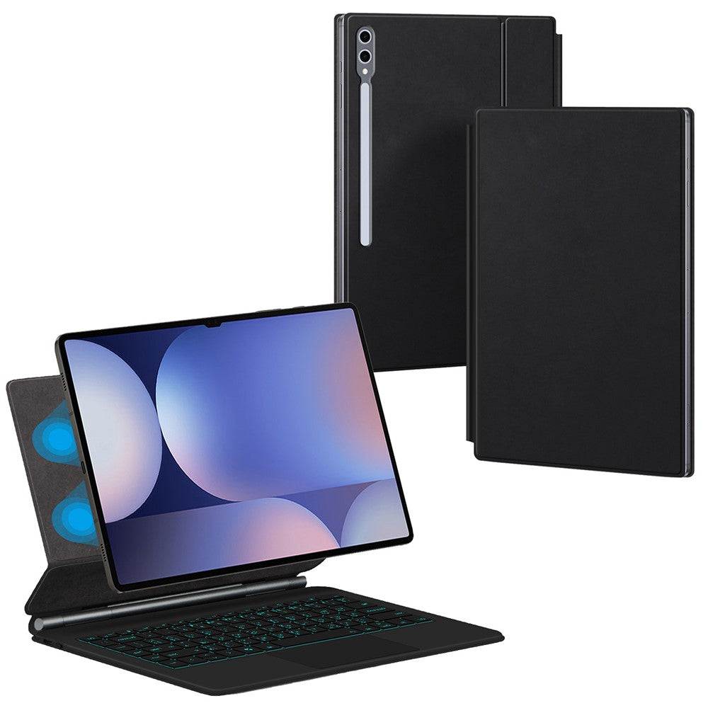Floating Magnetic Keyboard For Samsung Galaxy Tab S10 Ultra / S9 Ultra / S8 Ultra Bluetooth-Compatible Keyboard + Leather Tablet Case