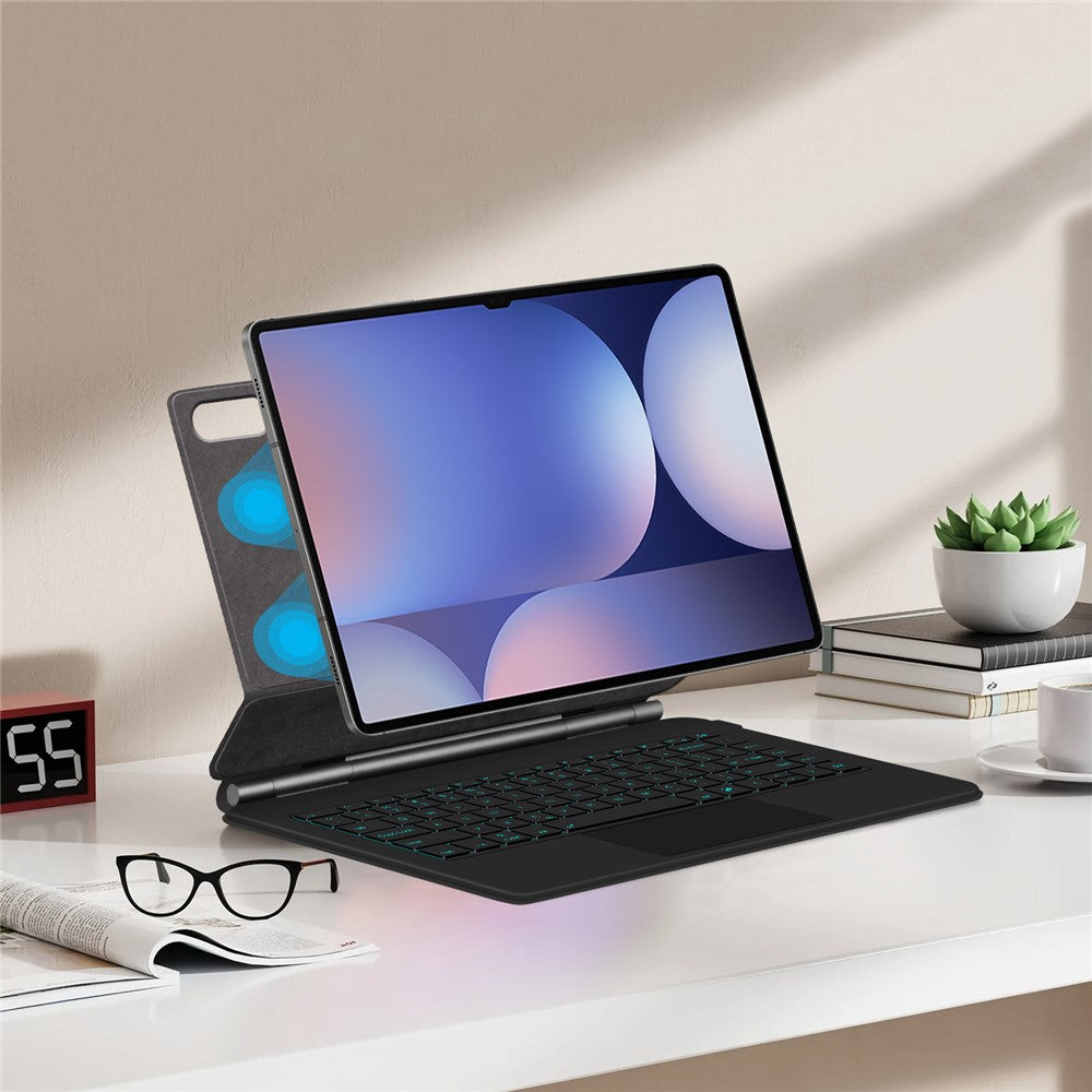 Floating Magnetic Keyboard For Samsung Galaxy Tab S10 Ultra / S9 Ultra / S8 Ultra Bluetooth-Compatible Keyboard + Leather Tablet Case