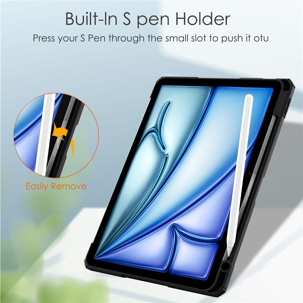 For iPad Air 11 (2026) / (2025) / (2024) Case Clear Acrylic Leather Tablet Cover Support Auto Sleep  /  Wake