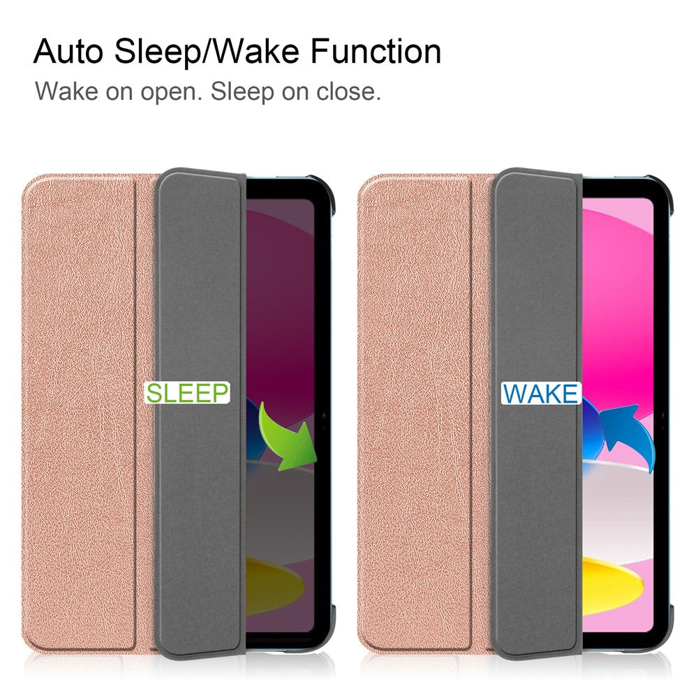 Til iPad (2025)/10.9 (2022) cover: Anti-drop læder tri-fold stander tabletcover