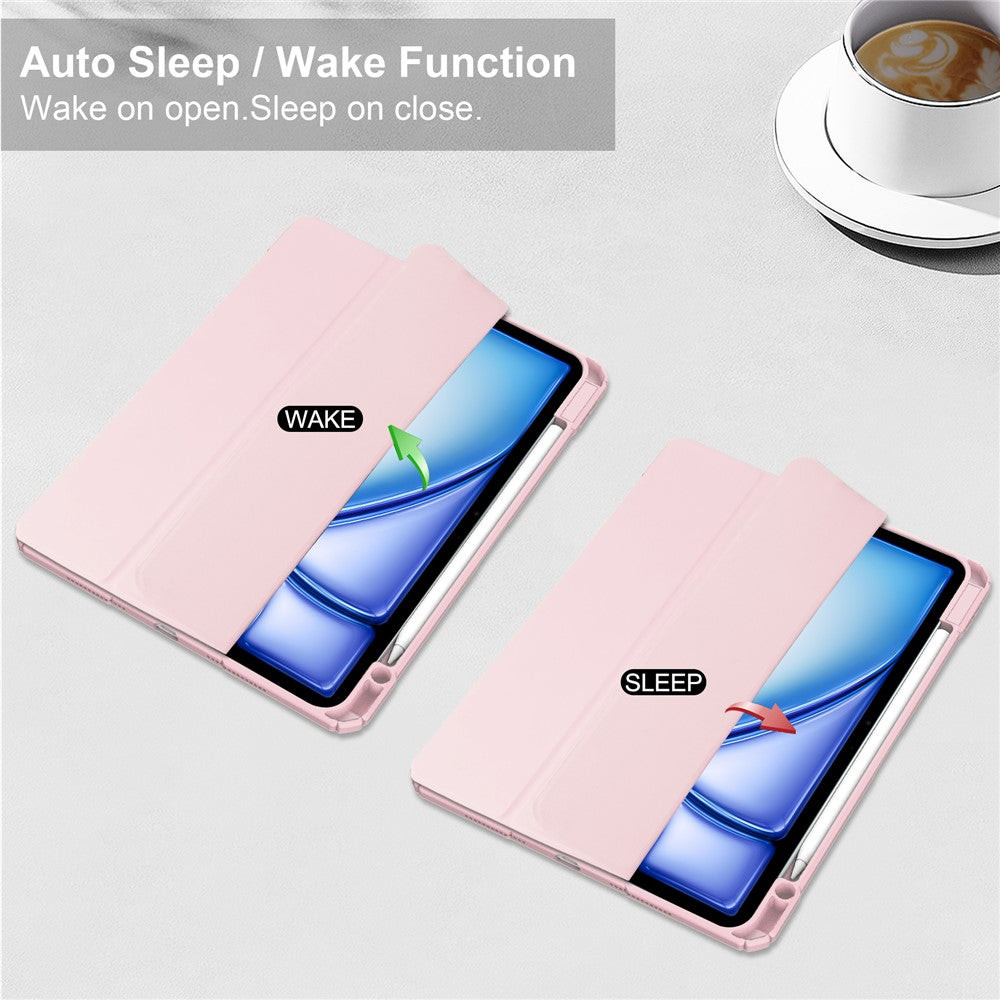 For iPad Air 13 (2026) / (2025) / (2024) Case Clear Acrylic Leather Tablet Cover Support Auto Sleep / Wake
