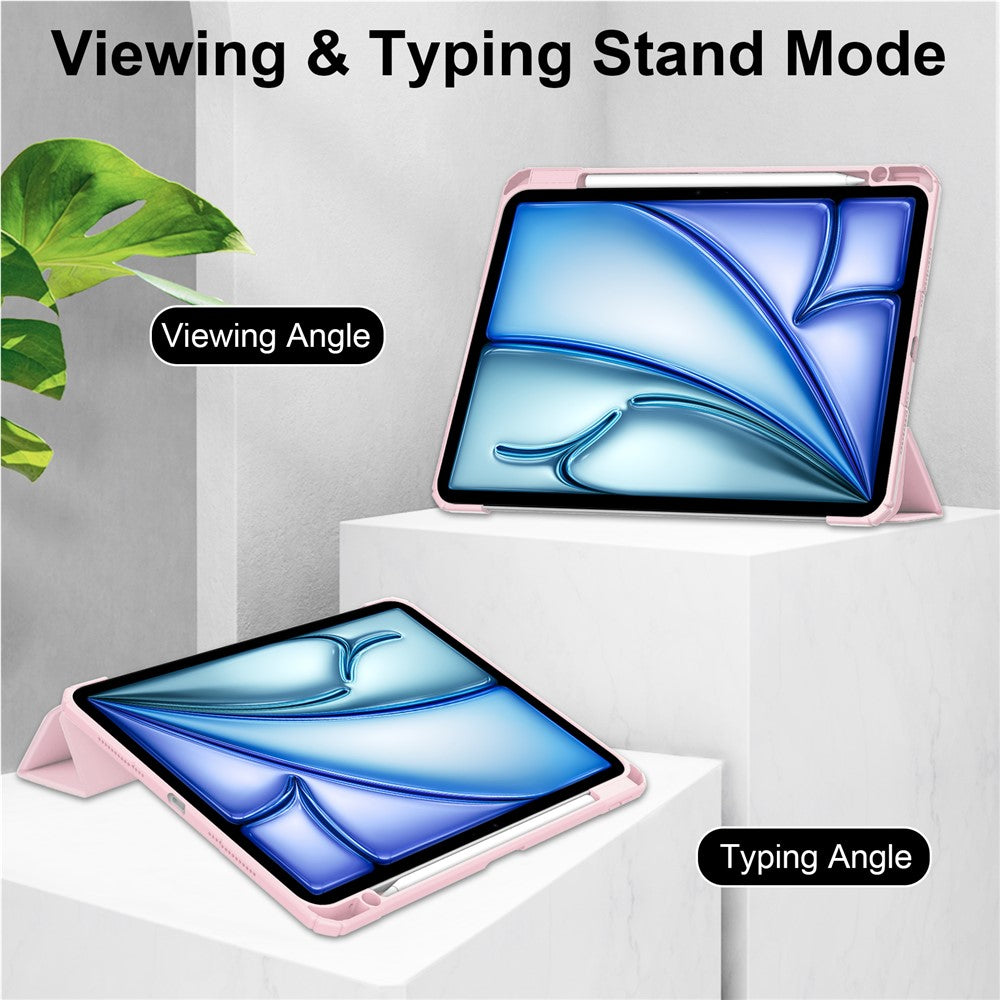 For iPad Air 13 (2026) / (2025) / (2024) Case Clear Acrylic Leather Tablet Cover Support Auto Sleep / Wake