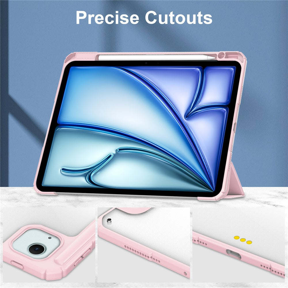 For iPad Air 13 (2026) / (2025) / (2024) Case Clear Acrylic Leather Tablet Cover Support Auto Sleep / Wake