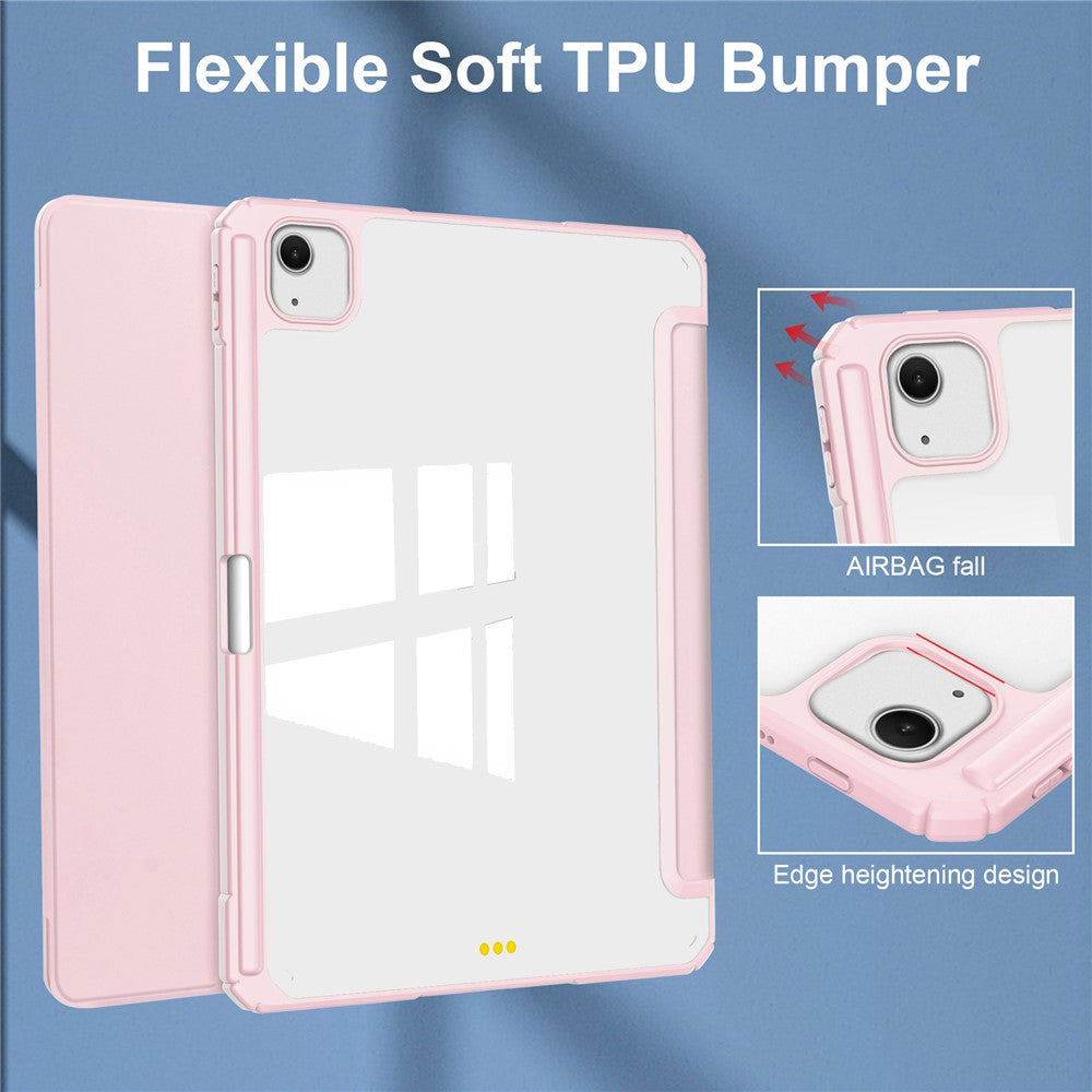 For iPad Air 13 (2026) / (2025) / (2024) Case Clear Acrylic Leather Tablet Cover Support Auto Sleep / Wake
