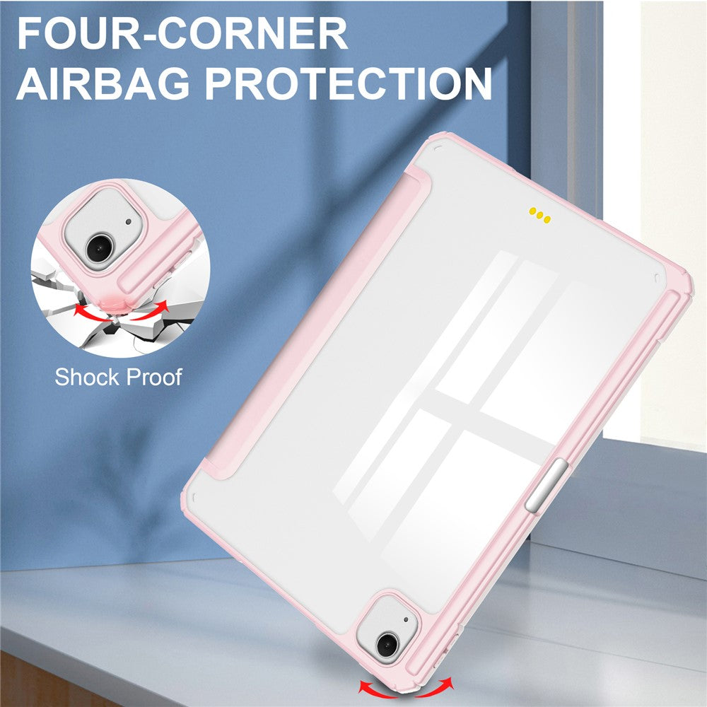 For iPad Air 13 (2026) / (2025) / (2024) Case Clear Acrylic Leather Tablet Cover Support Auto Sleep / Wake