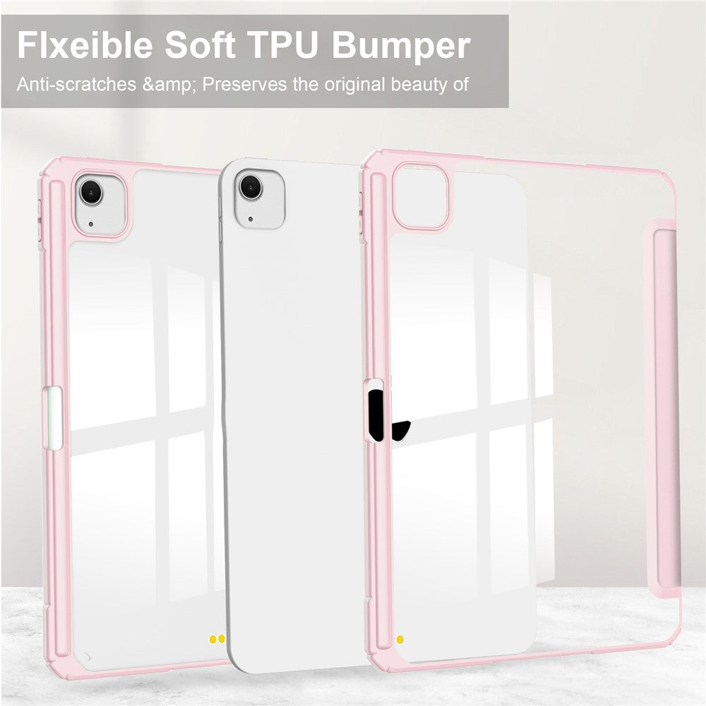 For iPad Air 13 (2026) / (2025) / (2024) Case Clear Acrylic Leather Tablet Cover Support Auto Sleep / Wake