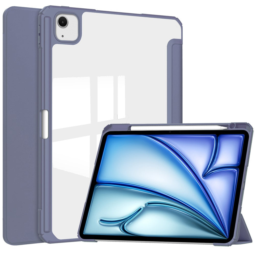 For iPad Air 13 (2026) / (2025) / (2024) Case Clear Acrylic Leather Tablet Cover Support Auto Sleep / Wake