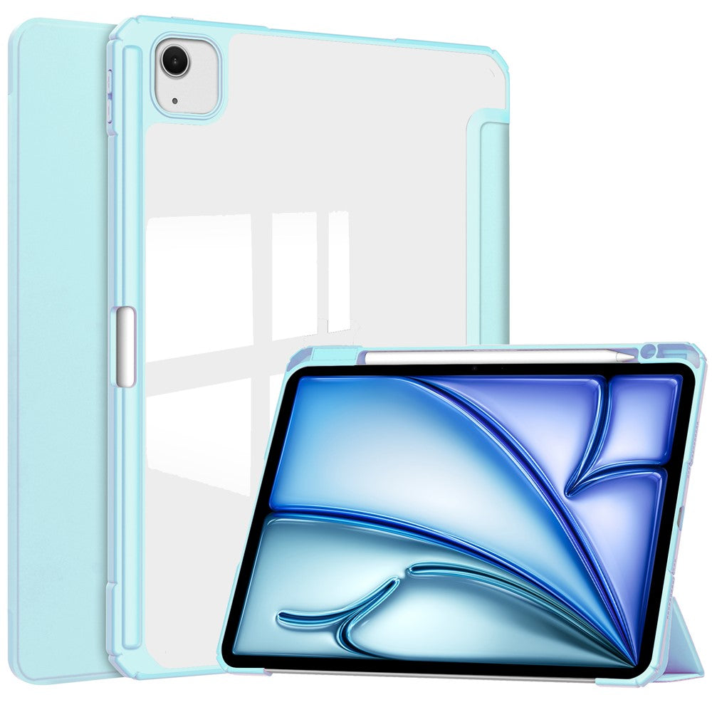 For iPad Air 13 (2026) / (2025) / (2024) Case Clear Acrylic Leather Tablet Cover Support Auto Sleep / Wake