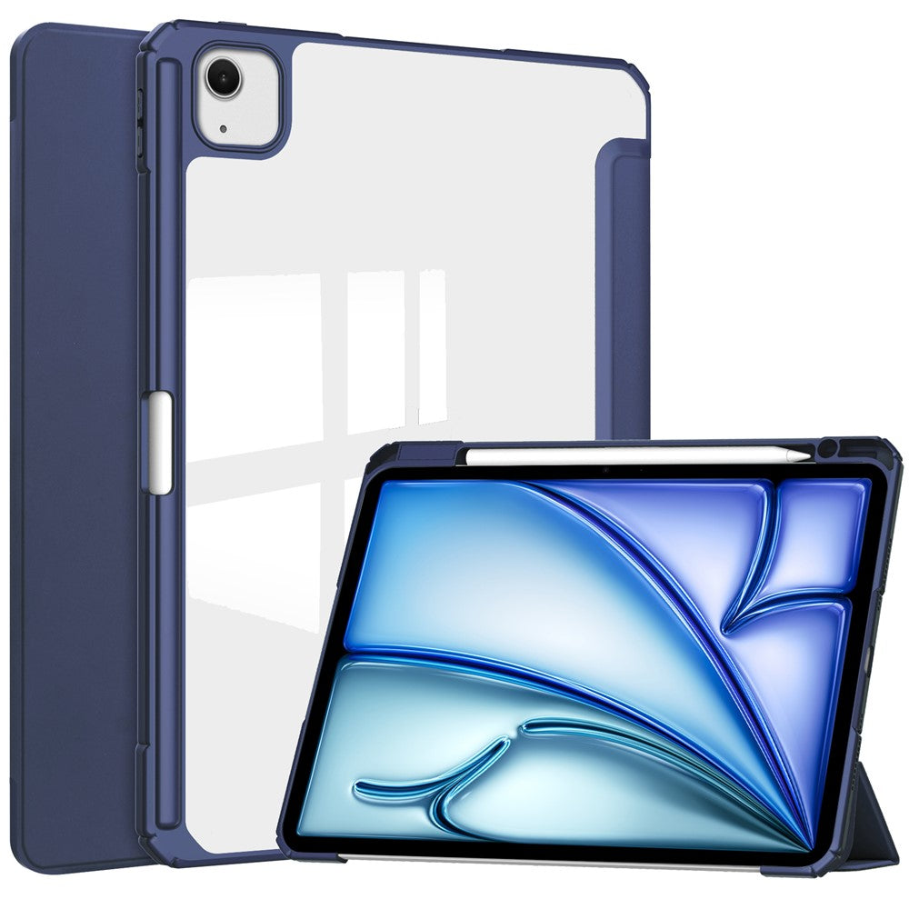 For iPad Air 13 (2026) / (2025) / (2024) Case Clear Acrylic Leather Tablet Cover Support Auto Sleep / Wake