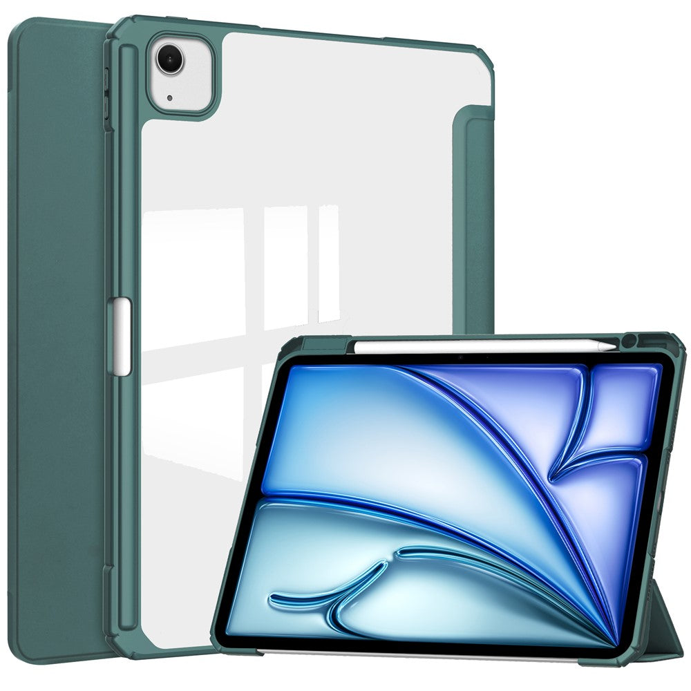 For iPad Air 13 (2026) / (2025) / (2024) Case Clear Acrylic Leather Tablet Cover Support Auto Sleep / Wake