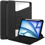 For iPad Air 13 (2026) / (2025) / (2024) Case 360-Degree Rotary Stand PU Leather + Acrylic Tablet Cover with Keyboard