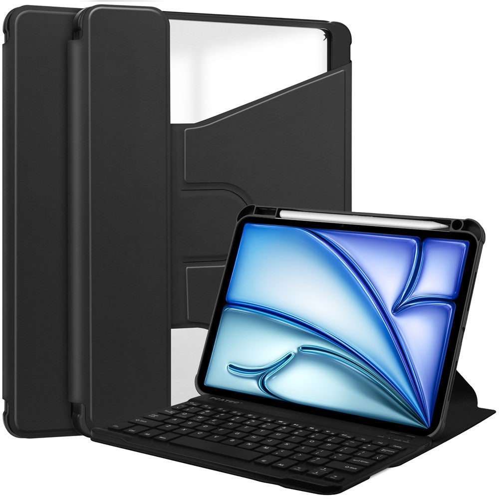 For iPad Air 13 (2026) / (2025) / (2024) Case 360-Degree Rotary Stand PU Leather + Acrylic Tablet Cover with Keyboard