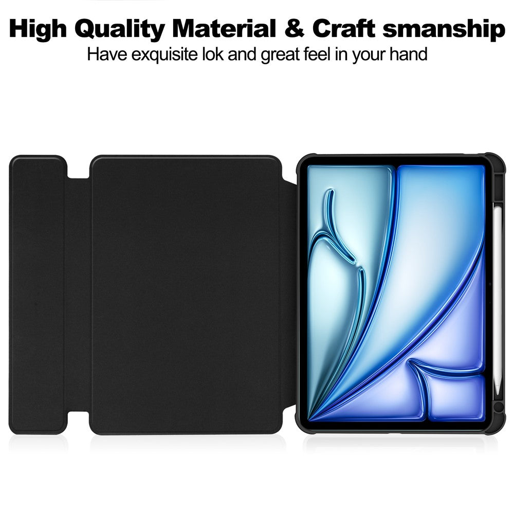 For iPad Air 13 (2026) / (2025) / (2024) Case 360-Degree Rotary Stand PU Leather + Acrylic Tablet Cover with Keyboard