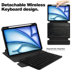 For iPad Air 13 (2026) / (2025) / (2024) Case 360-Degree Rotary Stand PU Leather + Acrylic Tablet Cover with Keyboard
