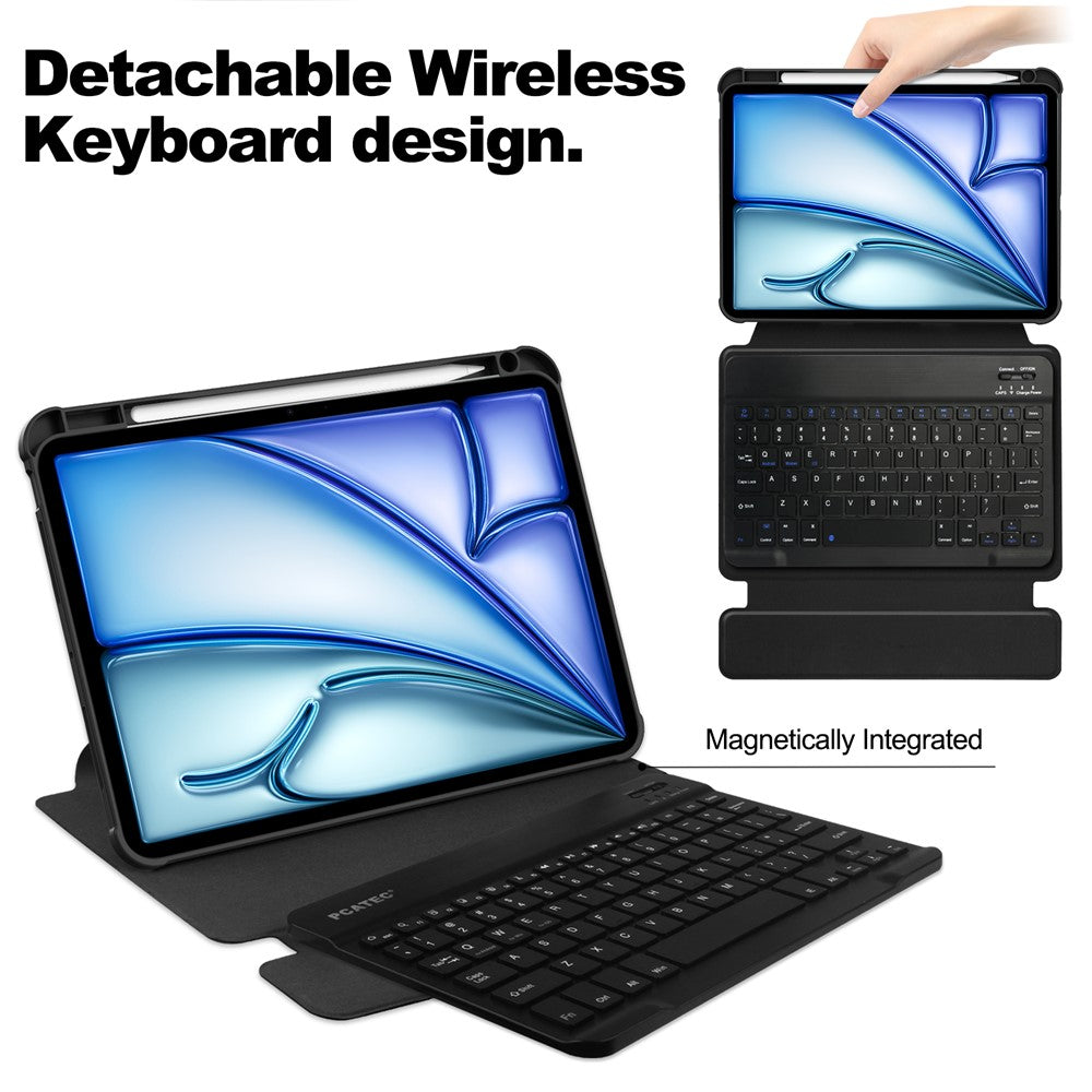 For iPad Air 13 (2026) / (2025) / (2024) Case 360-Degree Rotary Stand PU Leather + Acrylic Tablet Cover with Keyboard