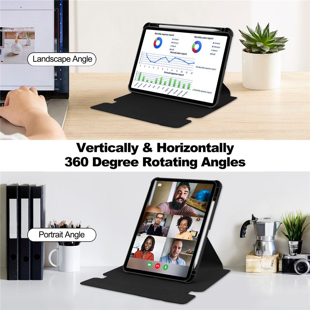 For iPad Air 13 (2026) / (2025) / (2024) Case 360-Degree Rotary Stand PU Leather + Acrylic Tablet Cover with Keyboard