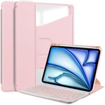 For iPad Air 13 (2026) / (2025) / (2024) Case 360-Degree Rotary Stand PU Leather + Acrylic Tablet Cover with Keyboard