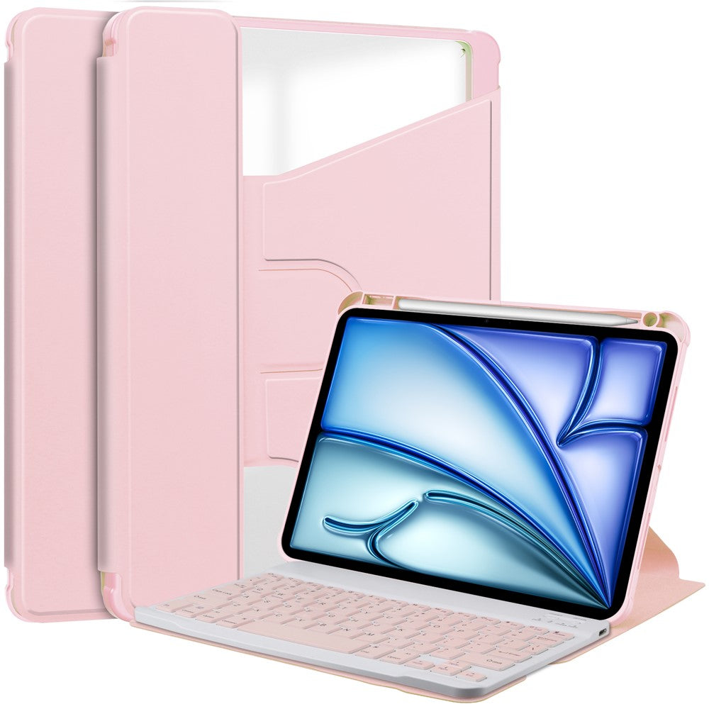 For iPad Air 13 (2026) / (2025) / (2024) Case 360-Degree Rotary Stand PU Leather + Acrylic Tablet Cover with Keyboard