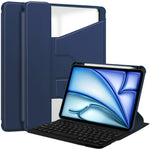 For iPad Air 13 (2026) / (2025) / (2024) Case 360-Degree Rotary Stand PU Leather + Acrylic Tablet Cover with Keyboard